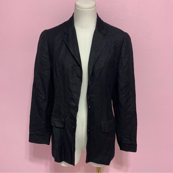 VTG Limited London Paris New York Black Linen Blend Blazer XS - Picture 2 of 16